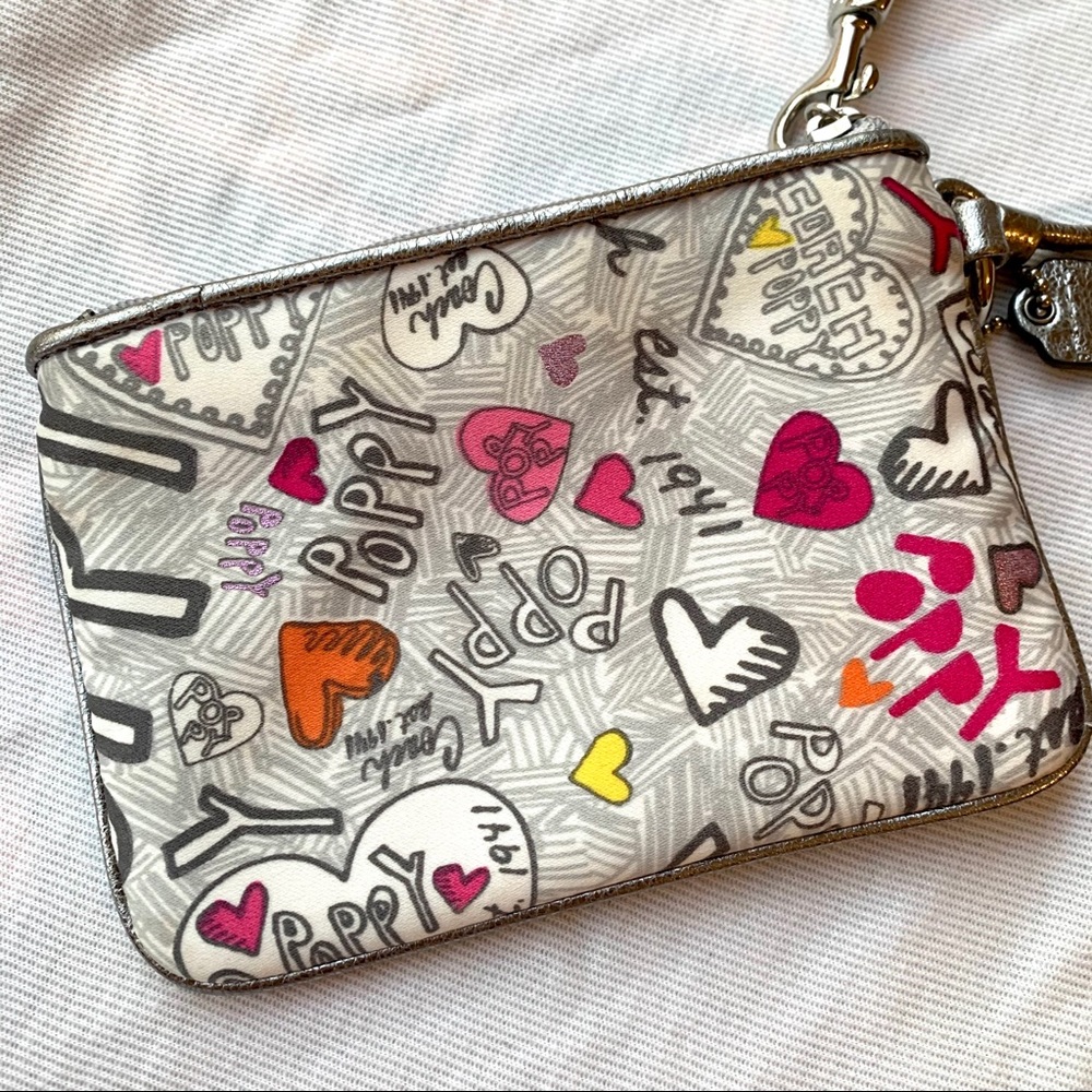 Coach Graffiti Poppy Wristlet with Hearts